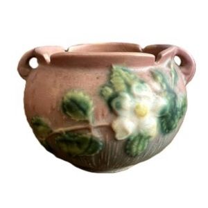 1940 Roseville Pottery Pink White Rose Petite Jardiniere